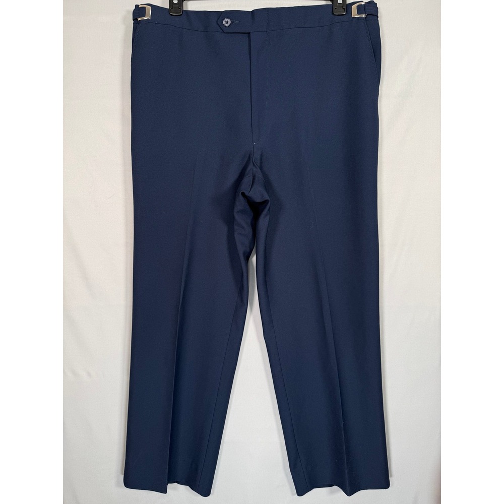 Bill Blass Mens Navy Blue Dress Pants Adjustable‎ Side Buckle Waist 38x28.5